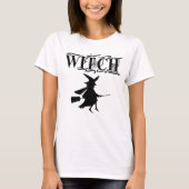 ブラック な 邪悪な空飛ぶ魔女 ハロウィン Tシャツ (正面)