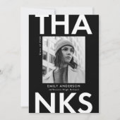 ブラック |はっきりした写真卒業 サンキューカード (正面)