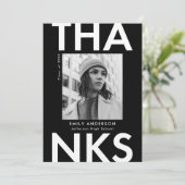 ブラック |はっきりした写真卒業 サンキューカード (スタンド正面)