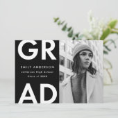 ブラック |はっきりした写真卒業 案内状 (スタンド正面)