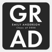 ブラック |はっきりした卒業式 スクエアシール (正面)