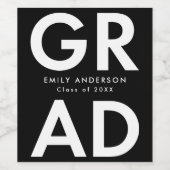 ブラック |はっきりした卒業式 ワインラベル (シングルラベル)