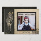 ブラック&アイボリーゼブラクリスマスフォトカード シーズンカード (正面/裏面)