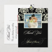 ブラック+アイボリーダマスクありがとうフォトポストカード， ポストカード (正面/裏面)