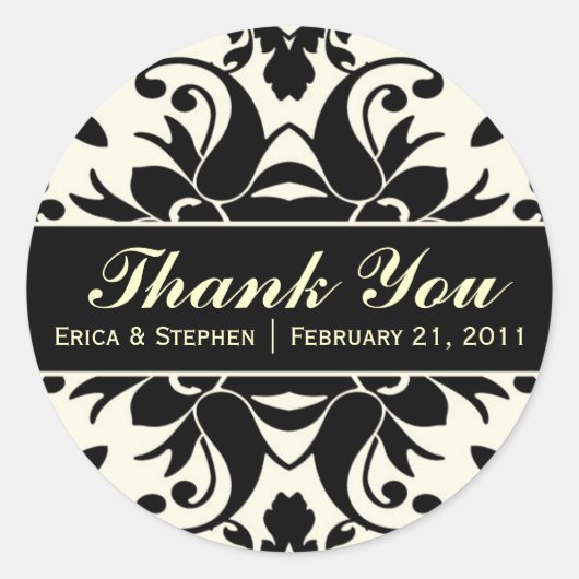 ブラック&アイボリーダマスクインスパイアカスカスタマイズ可能ステッカー ラウンドシール (正面)