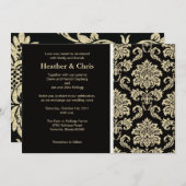 ブラック&アイボリーダマスクウェディング招待状 招待状 (正面/裏面)