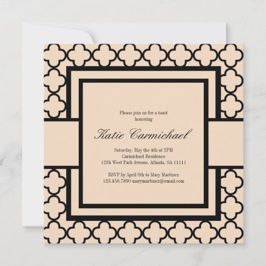 ブラック&アイボリーダマスク招待状 招待状 (正面)