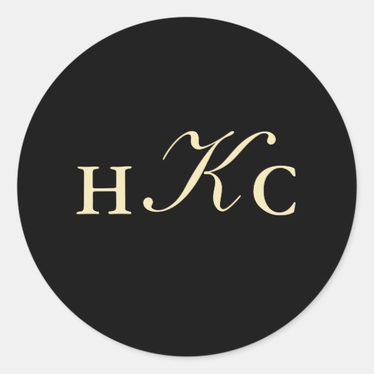 ブラック&アイボリーモノグラム封筒用シール ラウンドシール (正面)