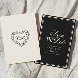 ブラック アイボリー クリーム クラシカルな高級感漂う 結婚式 ウェディング セーブザデート