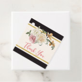 **ブラック**, **アイボリー** フラワーブライダルシャワー サンクス フェイバータグ (インサイチュ)