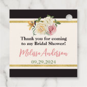 **ブラック**, **アイボリー** フラワーブライダルシャワー サンクス フェイバータグ (裏面)