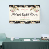 ブラック、アイボリー、金ゴールドフローラブライダルシャワーへようこそ 横断幕 (トレードショー)