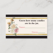 ブラック、アイボリー、金ゴールドフローラブライダルシャワーゲームカード プレイスカード (正面)