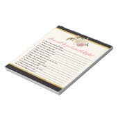 ブラック、アイボリー、金ゴールドフローラブライダルシャワーゲーム ノートパッド (回転)