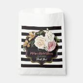 ブラック、アイボリー、金ゴールドフローラブーケ フェイバーバッグ (正面)