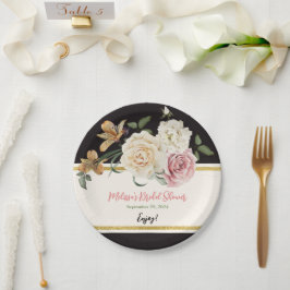 ブラック、アイ象牙色、ゴールドの花束 ペーパープレート