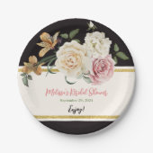 ブラック、アイ象牙色、ゴールドの花束 ペーパープレート (正面)