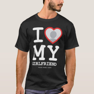 ブラック・アイ・ラブ・マイ・ガールフレンド・フォト・文字 Tシャツ