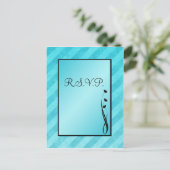 ブラック&アクアストライプR.S.V.Pポストカード インビテーションポストカード (スタンド正面)