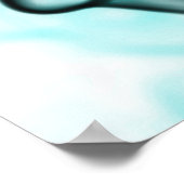 ブラック&アクアティール(緑がかった色)抽象芸術煙模様 ポスター (角)