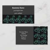 ブラック&アクアフローラスワール名刺 名刺 (正面/裏面)