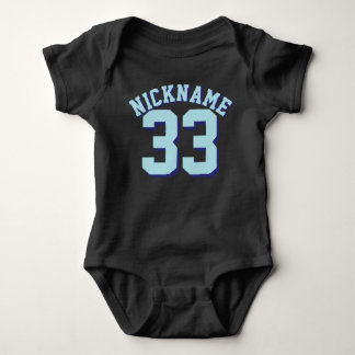 ブラック&アクアベビー | Sports Jerseyデザイン ベビーボディスーツ