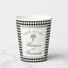 ブラック・アルルカン チェック ウェディング 紙コップ