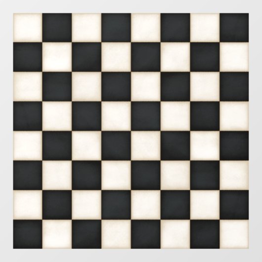 ブラック&アンティークホワイトカスタムデカールサイズチェスボード ウィンドウサイン (シート)