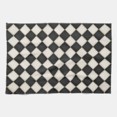 ブラック&アンティークホワイトダイヤモンド キッチンタオル (横)