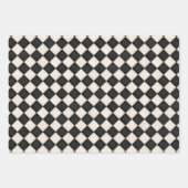 ブラック&アンティークホワイトダイヤモンド ラッピングペーパーシート (正面)