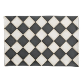 ブラック&アンティークホワイトダイヤモンド 枕カバー