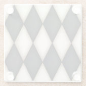 ブラック&アンティークホワイトハーレクイン市松模様にパターン ガラスコースター (裏面)