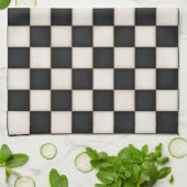 ブラック&アンティークホワイト市松模様に キッチンタオル (折り畳み)