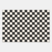 ブラック&アンティークホワイト市松模様に ラッピングペーパーシート (正面)