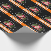 ブラック・アンド・オレンジの卒業カスタム ラッピングペーパー (角)