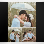 ブラック・アンド・ゴールド・フォイル・アールデコ・フォト・コ結婚ラージュ 三つ折り招待状 (内部中)