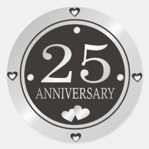 ブラック・アンド・シルバー25結婚周年 ラウンドシール