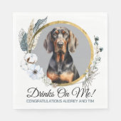 ブラック・アンド・タン・クーンハウンドの結婚式のナプキン 写真入り スタンダードランチョンナプキン (正面)