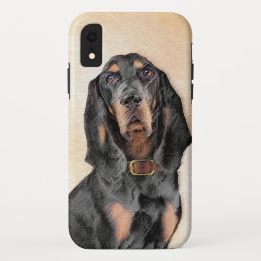 ブラック・アンド・タン・クーンハウンドの絵画 - オリジナル犬アート Case-Mate iPhoneケース (裏面)