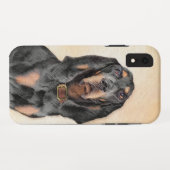 ブラック・アンド・タン・クーンハウンドの絵画 - オリジナル犬アート Case-Mate iPhoneケース (裏面(横))