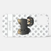 ブラック・アンド・タン・ラサ・アプソ かわいいキャラクター犬と名前 Case-Mate iPhoneケース (裏面 (横))