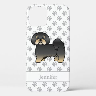 ブラック・アンド・タン・ラサ・アプソ かわいいキャラクター犬と名前 iPhone 12ケース