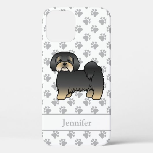 ブラック・アンド・タン・ラサ・アプソ かわいいキャラクター犬と名前 Case-Mate iPhoneケース (裏面)