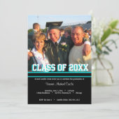 ブラック·アンド·ティール（緑がかった色）·クラス·オブ·卒業パーティー·招待状 招待状 (スタンド正面)