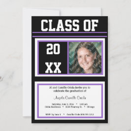 ブラック·アンド·パープル級のフォト卒業パーティー 招待状