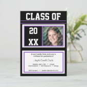 ブラック·アンド·パープル級のフォト卒業パーティー 招待状 (スタンド正面)