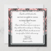 ブラック・アンド・ピンク・ダマスク・ウェディング・招待状 招待状 (裏面)