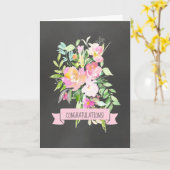 ブラック·アンド·ピンク·フローラ結婚のおめでとうカード カード (黄色い花)