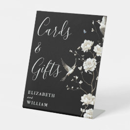 ブラック・アンド・ホワイトのシノワズリーデザインのカード＆ギフト 台座サイン