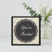 ブラック・アンド・ホワイトのダマスク 招待状 (スタンド正面)
